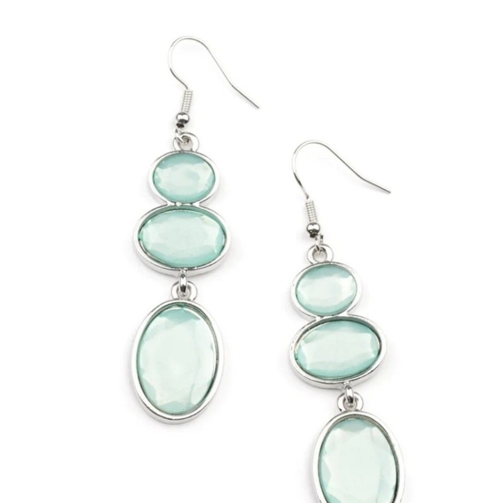 Paparazzi Blue and Silver Triple-Drop Earrings  Tranquility Fashion Jewerly